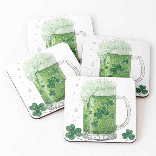 Item preview, Foamy Green Beer Mug with Shamrocks Illustration   designed and sold by ImagineCorner.