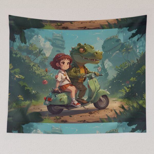 Item preview, Paseo por la jungla Cocodrilo en una Vespa designed and sold by 9blueart.