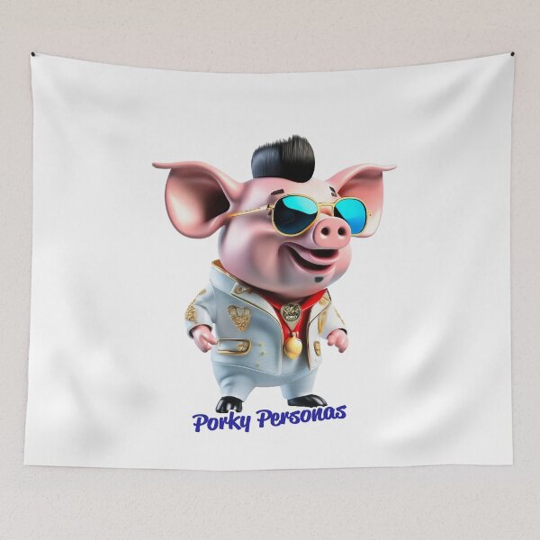 Item preview, Porky Personas Funny Pig Characters Elvis designed and sold by Drone-tees.