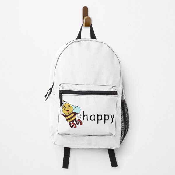 Item preview, Bee Happy - Cute Kawaii Honeybee Pun Illustration with black text designed and sold by Kylos Design.