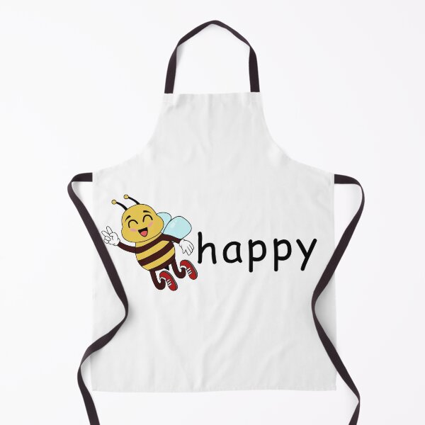 Item preview, Bee Happy - Cute Kawaii Honeybee Pun Illustration with black text designed and sold by Kylos Design.