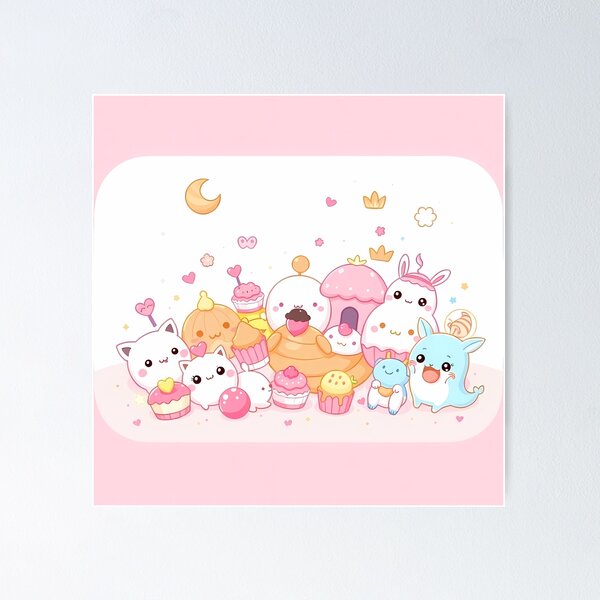 Item preview, Animals Art Pink Kawaii Wallpaper Design Cute Background designed and sold by ART ATTACK ZONE.