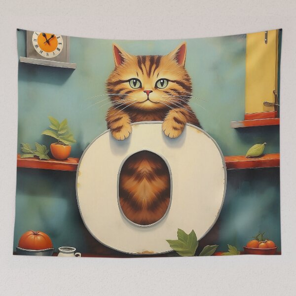 Item preview, Number Zero with Cat | Numerals | Cat Illustration | Cat Art designed and sold by UnhingedBird.