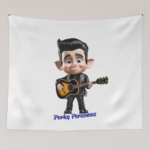 Item preview, Porky Personas Funny Pig Characters Johnny Cash designed and sold by Drone-tees.