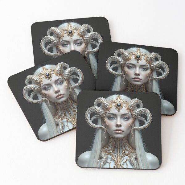 Item preview, Woman wearing a helmet with tentacles and gold details designed and sold by Giuseppe Cammino.