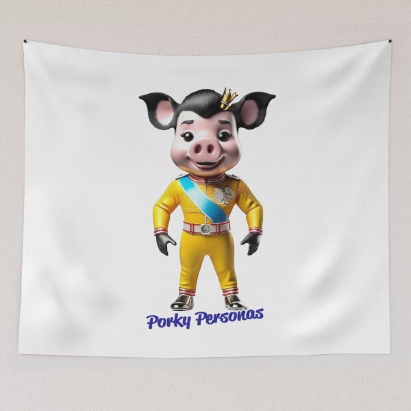 Item preview, Porky Personas Funny Pig Characters Freddie Mercury designed and sold by Drone-tees.