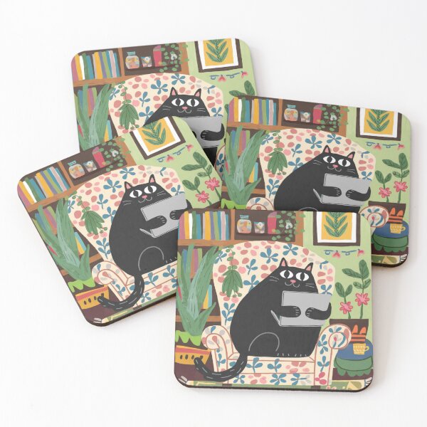 Item preview, Let's watch videos of funny cats! A cute black kitten in a is chilling in an armchair with her favorite laptop. designed and sold by SaraSumi.