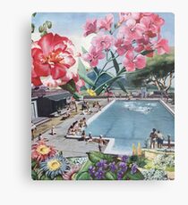 Summer swimming pool floral Metal Print