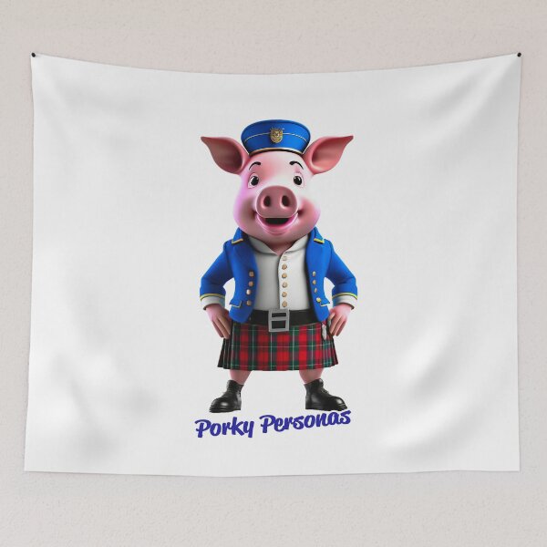 Item preview, Porky Personas Funny Pig Characters Scotsman designed and sold by Drone-tees.