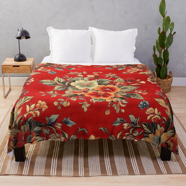 Item preview, Red Orange Silk Flowers Carpet designed and sold by GrinGalore.