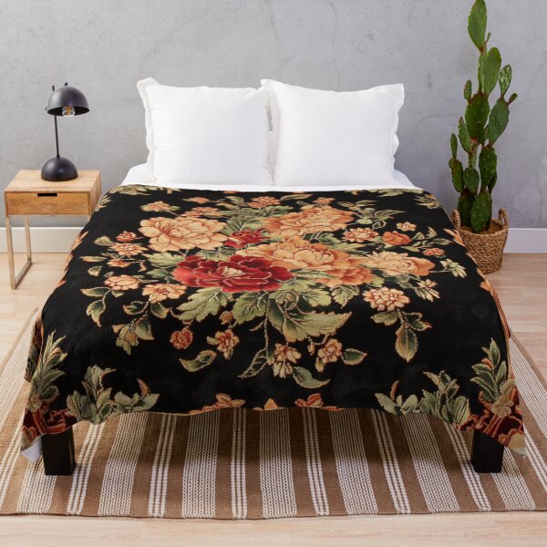 Item preview, Black Orange Silk Floral Leaves Carpet designed and sold by GrinGalore.