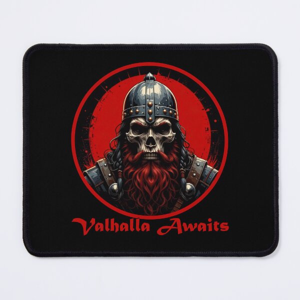 Item preview, Valhalla Awaits, Valhalla, until Valhalla, viking warrior, vikings, red viking design, red and black vikings, viking skull, viking skull warrior designed and sold by SavageLegion.
