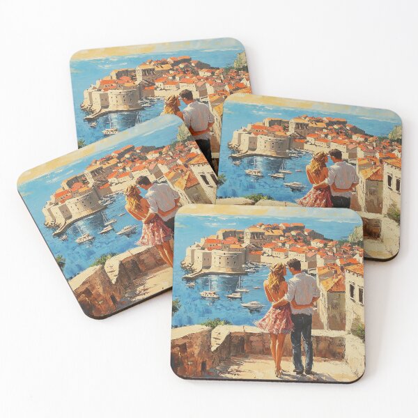 Item preview, Romantic Escape: A Couple in Dubrovnik’s Timeless Beauty designed and sold by ArtVibeCo.