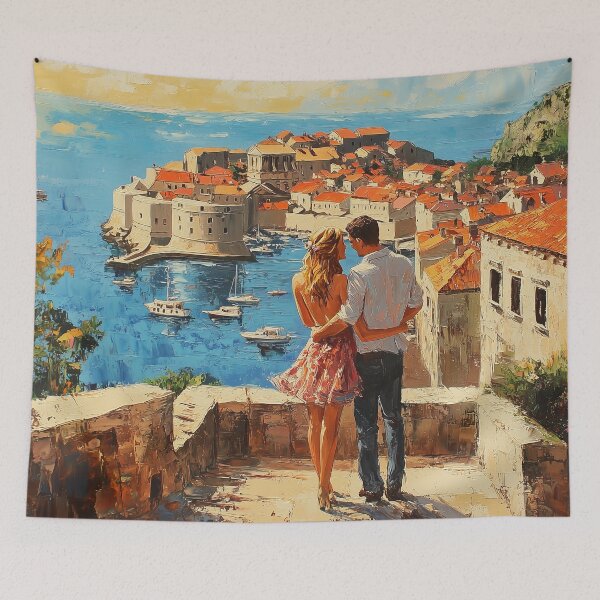Item preview, Romantic Escape: A Couple in Dubrovnik’s Timeless Beauty designed and sold by ArtVibeCo.