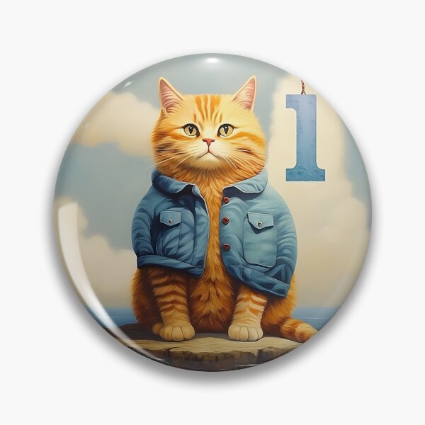 Item preview, Number One with Cat | Numerals | Cat Illustration | Cat Art designed and sold by UnhingedBird.