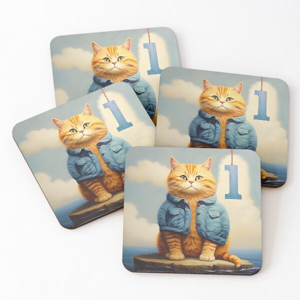 Item preview, Number One with Cat | Numerals | Cat Illustration | Cat Art designed and sold by UnhingedBird.