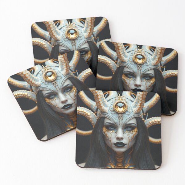 Item preview, Woman wearing a helmet with tentacles and gold details designed and sold by Giuseppe Cammino.