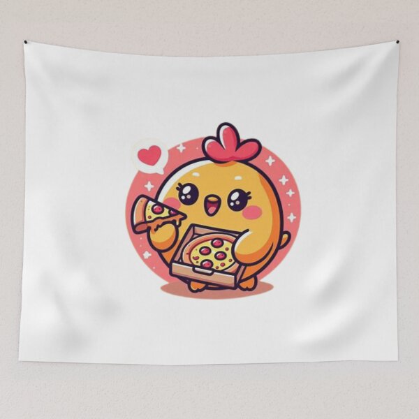 Item preview, chicken eating pizza designed and sold by Eternalski.