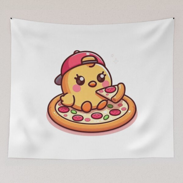 Item preview, chicken eating pizza designed and sold by Eternalski.