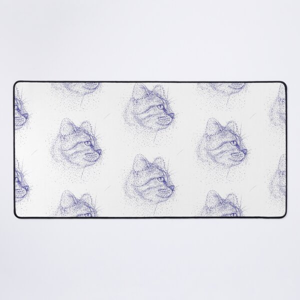 Item preview, Cat with dots Drawing – Abstract Feline Portrait in Blue Ink designed and sold by DipakSonarArt.