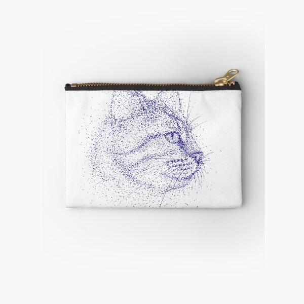 Item preview, Cat with dots Drawing – Abstract Feline Portrait in Blue Ink designed and sold by DipakSonarArt.
