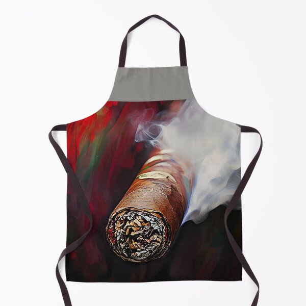 Item preview, Smoky Cigar Emitting Swirling Smoke Against Vibrant Red and Dark Background with Detailed Wrapping designed and sold by OlfactoART Studio.