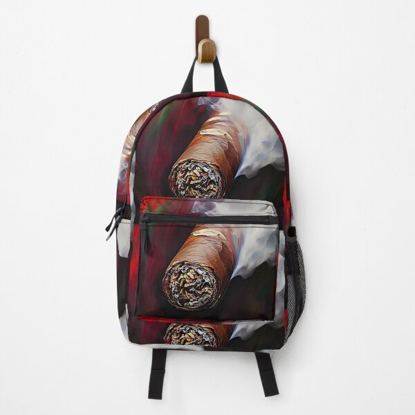Item preview, Smoky Cigar Emitting Swirling Smoke Against Vibrant Red and Dark Background with Detailed Wrapping designed and sold by OlfactoART Studio.
