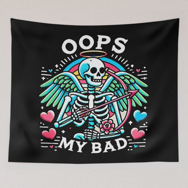 Item preview, Neon Skeleton Cupid | Gothic Valentine Angel Love Design | Alternative Spooky Romantic Artwork designed and sold by DrawHandArt.