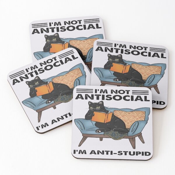Item preview, Funny Cat Picture "I´m Not Atntisocial I´m Anti-Stupid´ designed and sold by Massimo dutti05.