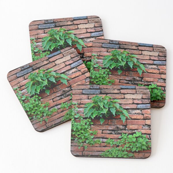 Item preview, Very Green Foliage Growing Out of Old Red-Brick Wall  designed and sold by CountyKent.