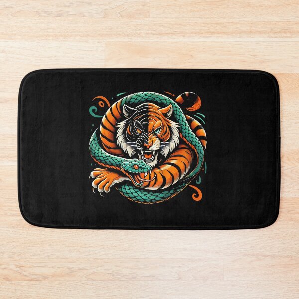 Item preview, Fierce Tiger and Snake Battle – Wild Jungle Predator Illustration Art designed and sold by DrawHandArt.