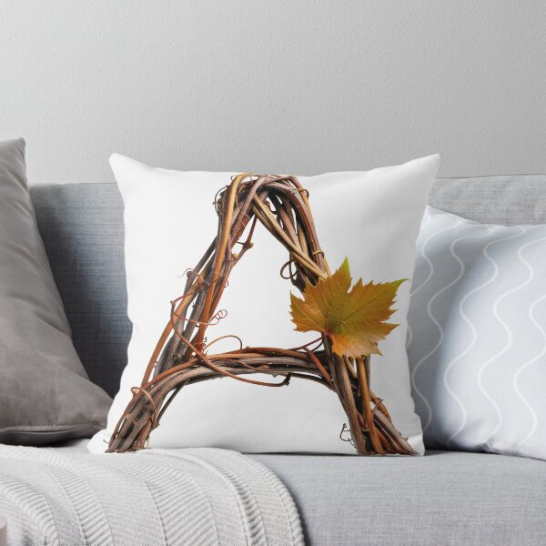 TWIG LETTER A Throw Pillow