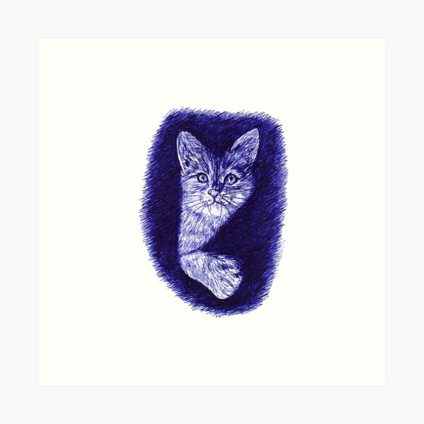 Artikel-Vorschau von Tuschekunst, Federzeichnung einer Katze, designt und verkauft von DipakSonarArt.