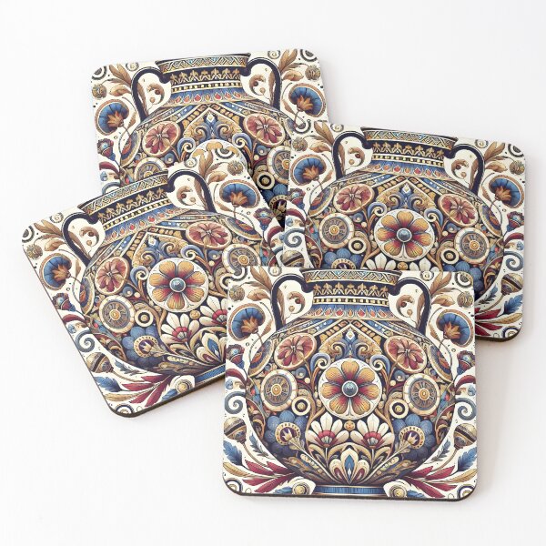 Item preview, intricate Floral Vase Art – Vintage-Inspired Decorative Pottery Print for Home and Wall Decor designed and sold by DrawHandArt.