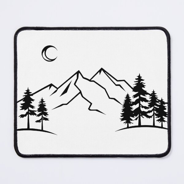 Aperçu de l'œuvre Design minimaliste montagne et lune créée et vendue par Ink-Studi0.
