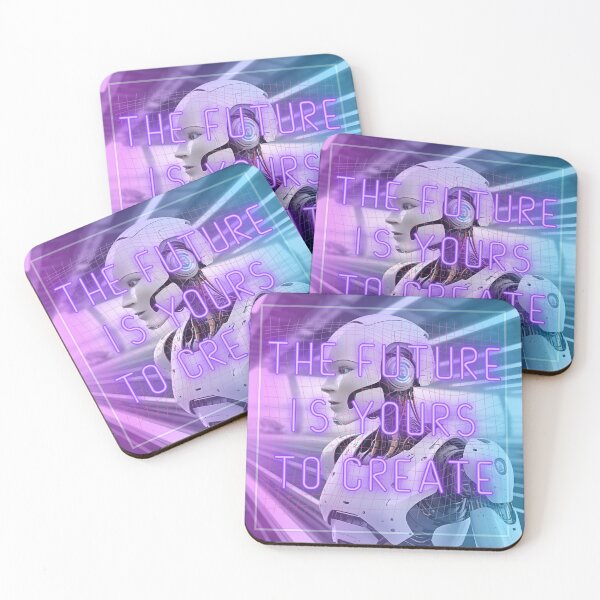 Item preview, The Future Is Yours to Create – Futuristic Robot Neon Art designed and sold by QPTheeArtist.