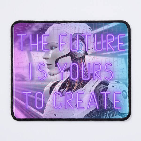 Item preview, The Future Is Yours to Create – Futuristic Robot Neon Art designed and sold by QPTheeArtist.