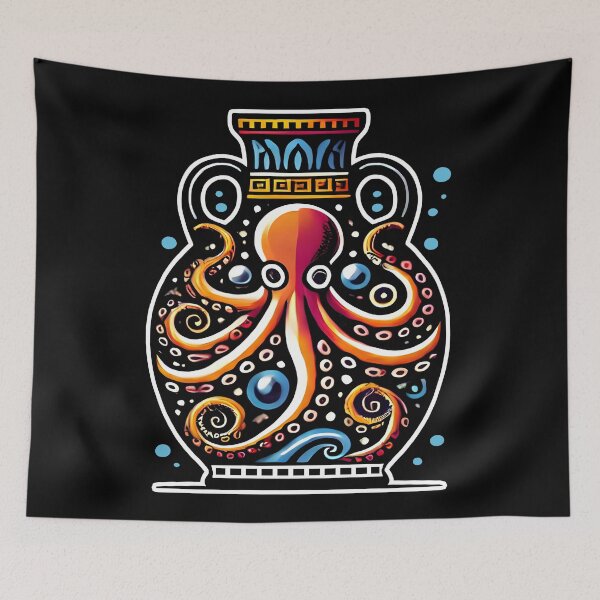 Item preview, Nautical Octopus Vase Artwork – Vibrant Ocean-Inspired Pottery Design for Coastal Home Decor and Marine Art Enthusiasts designed and sold by DrawHandArt.