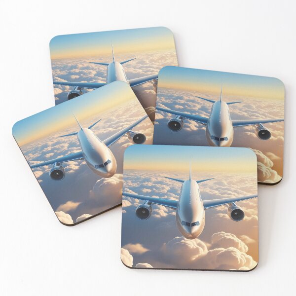 Item preview, High-Altitude Flight – Front View of Airplane Above Clouds designed and sold by EMairplanes.