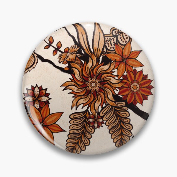Item preview, Burnt Umber Brown Textured Trailing Indian Floral Pattern with Moths designed and sold by Valerie Englehart.
