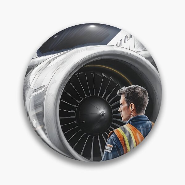 Item preview, Aviation Mechanic Sketch – Jet Engine Inspection designed and sold by EMairplanes.