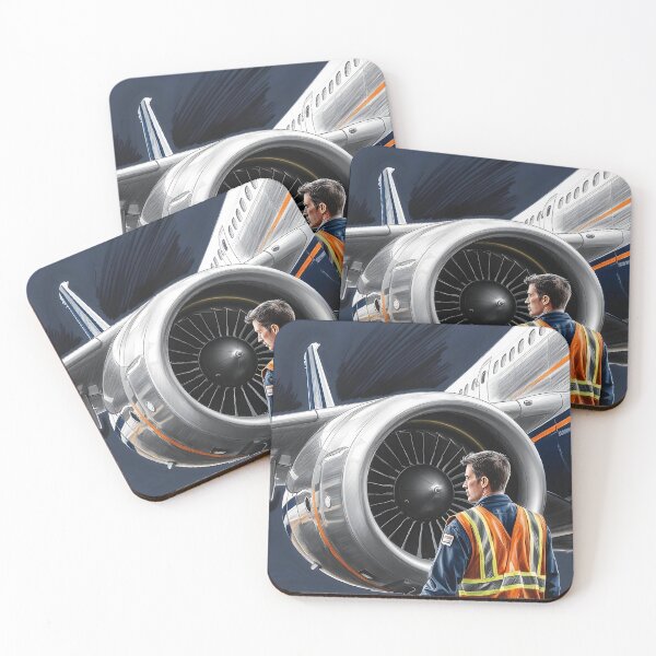 Item preview, Aviation Mechanic Sketch – Jet Engine Inspection designed and sold by EMairplanes.