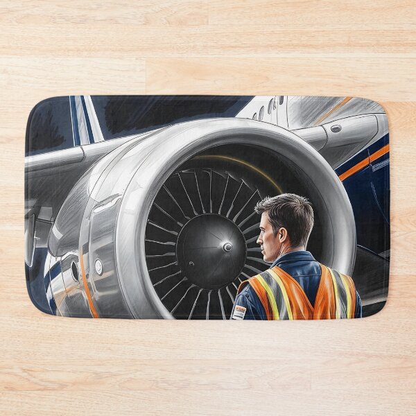 Item preview, Aviation Mechanic Sketch – Jet Engine Inspection designed and sold by EMairplanes.