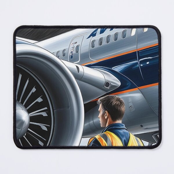 Item preview, Sketch Of An Aviation Mechanic – Jet Engine Inspection Scene designed and sold by EMairplanes.