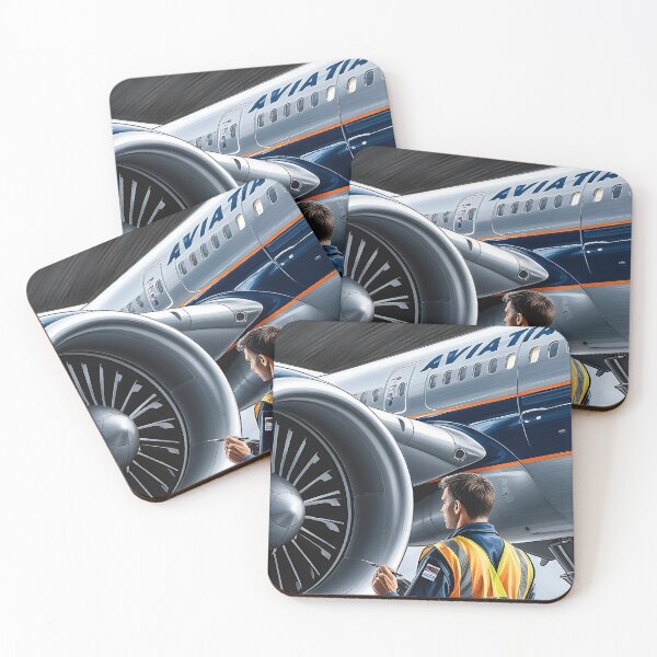 Item preview, Sketch Of An Aviation Mechanic – Jet Engine Inspection Scene designed and sold by EMairplanes.