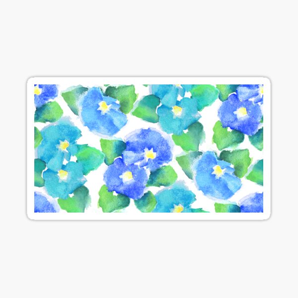 Large Blue Watercolor Roses Sticker