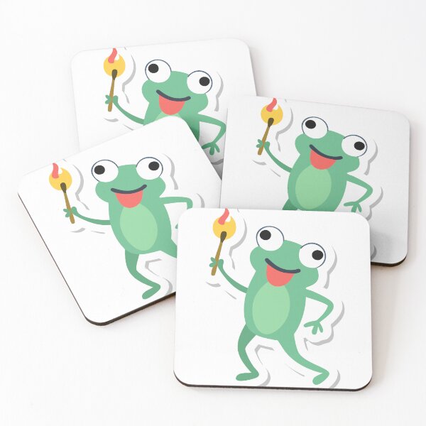 Item preview, Cartoon Green Frog Holding a Lit Torch on Solid Black Background designed and sold by Creative88Art.