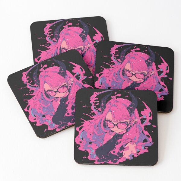 Item preview, Cute anime demon girl in glasses designed and sold by Nightarcade.