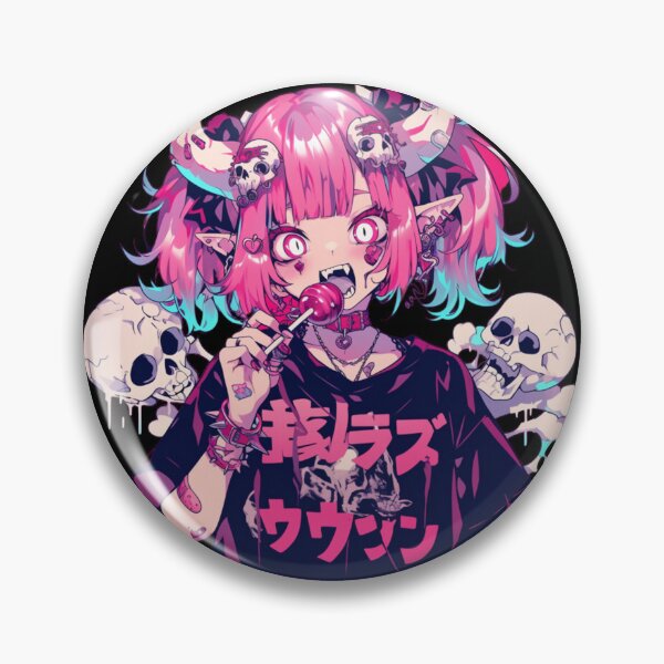 Item preview, Cute anime demon girl eating lollipop skulls designed and sold by Nightarcade.