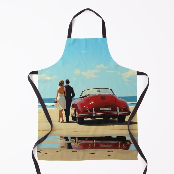 Item preview, Vintage Porsche 356 Speedster with coupe at the beach illustration designed and sold by blackdogshop.